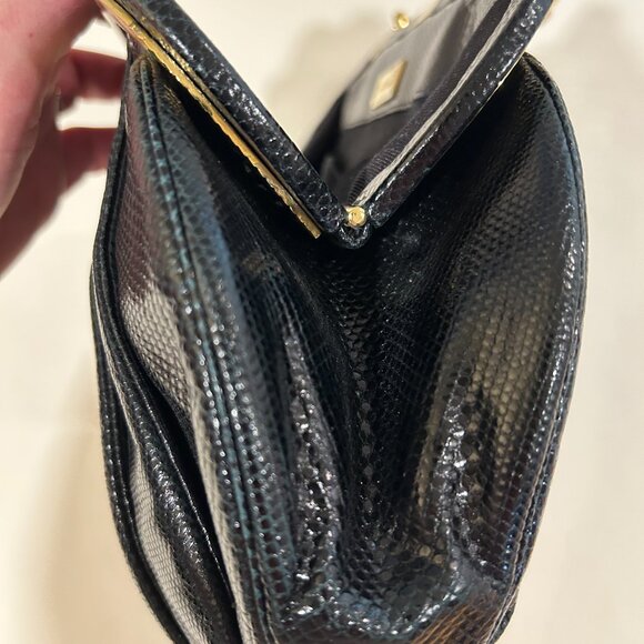 Rare Vintage Judith Leiber Black Leather with Monkey Face Clasp Handbag - Picture 14 of 15